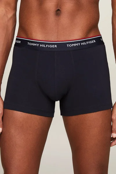 Tommy Hilfiger Pánské Modré Boxerky 3Pack s Elastickým Pasem