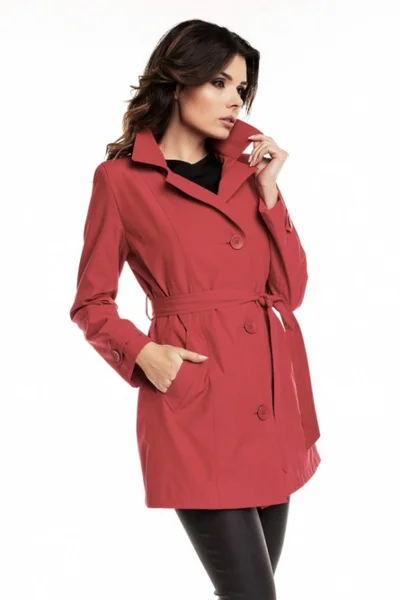 Červený dámský kabát s límcem Cabba