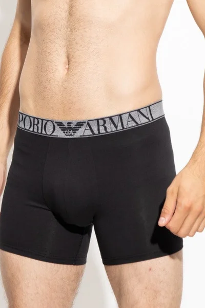 Pánské boxerky 2 pack   šedáčerná - Emporio Armani