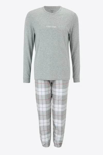 Pánské pyžamo - 1N0 - šedábílá - Calvin Klein