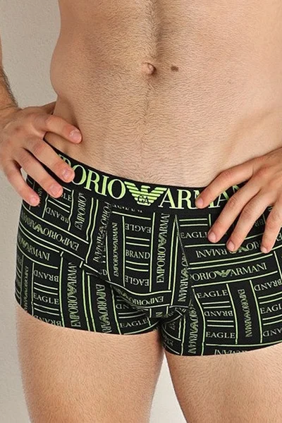 Pánské boxerky   černážlutá - Emporio Armani černá/žlutá