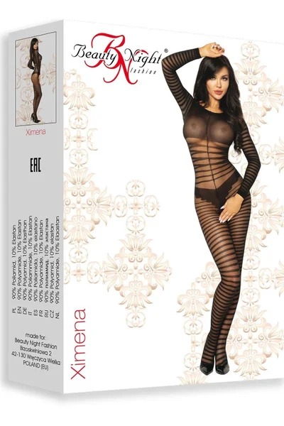 Dámský černý bodystocking s průhledem - Beauty Night Beauty Night Fashion