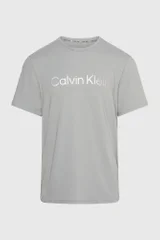 Calvin Klein pánské šedé tričko na spaní STEEL COTTON