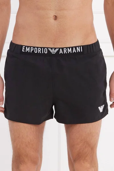 Pánské černé plavky s logem - Emporio Armani