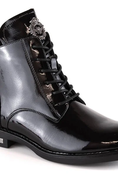 Černé lakované dámské boty Potocki W - Zimní kolekce