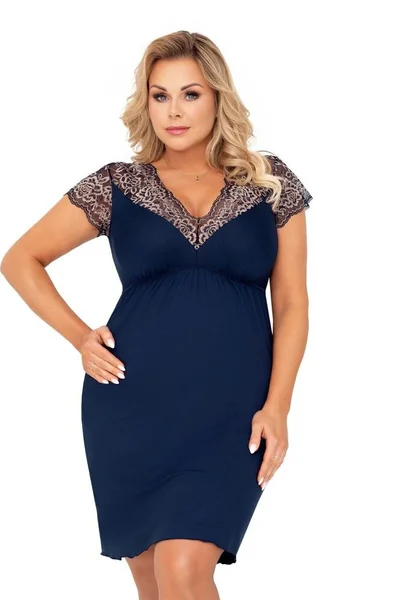 Dámská luxusní noční košilka  II tmavě v modré barvě plus size Donna