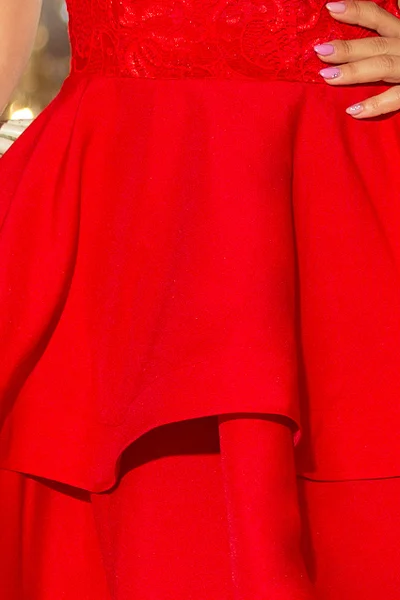 Červené dámské dvojitě rozšířené šaty Numoco