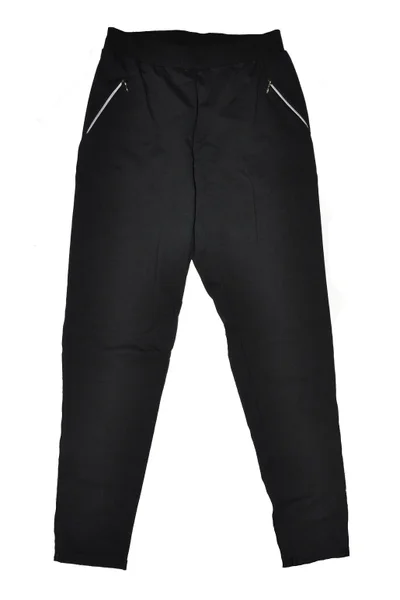 Černé teplákové kalhoty z kvalitní bavlny s pohodlným lemem v pase a kapsami na zip - CottonFit