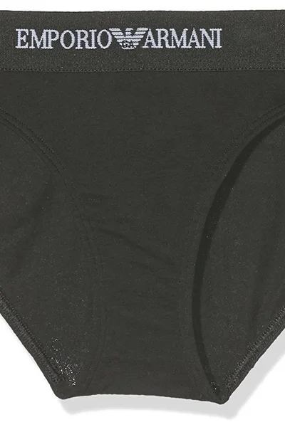 Černé klasické kalhotky Emporio Armani s bílým nápisem