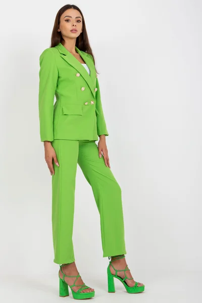 Zelené dámské sako s vycpávkami a knoflíkovým zapínáním - FPrice