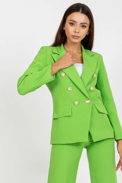 Zelené dámské sako s vycpávkami a knoflíkovým zapínáním - FPrice