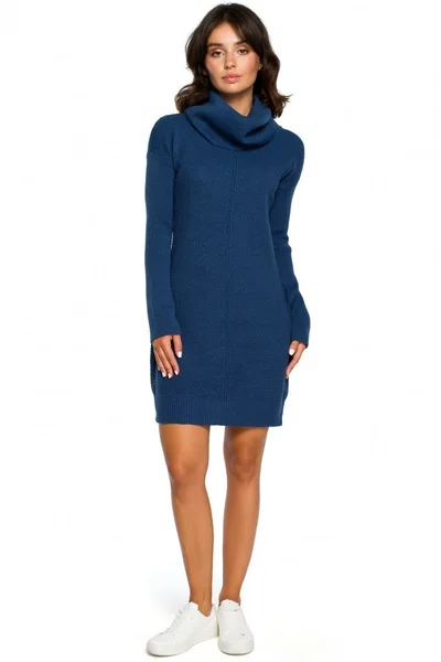 Dámské svetrové šaty tm v modré barvě - Bewear