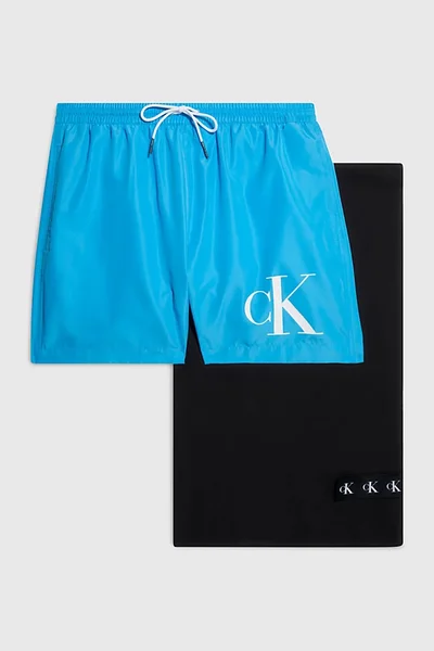Dárkové plavky a ručník Calvin Klein v modro-černém provedení