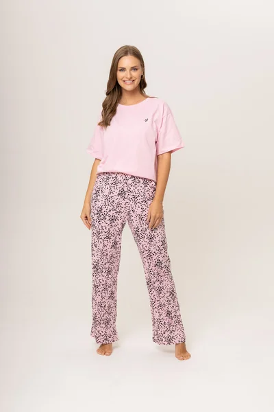 Růžové srdíčkové dámské pyžamo Karol