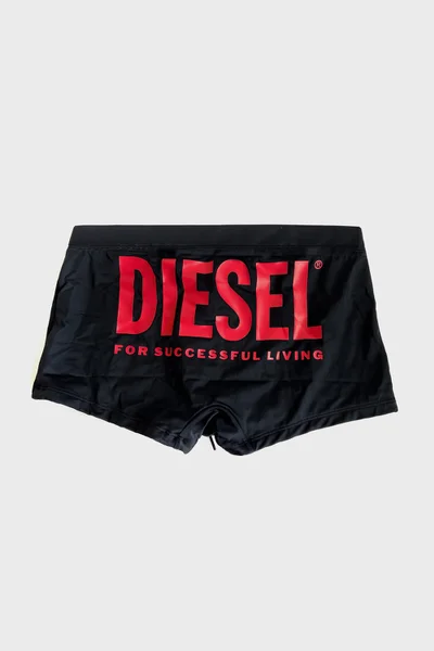 Černé plavecké boxerky s červeným logem - Diesel