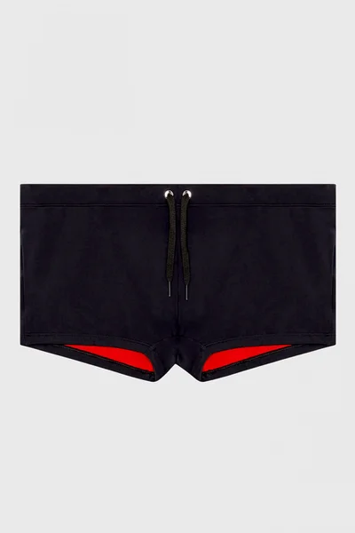 Černé plavecké boxerky s červeným logem - Diesel