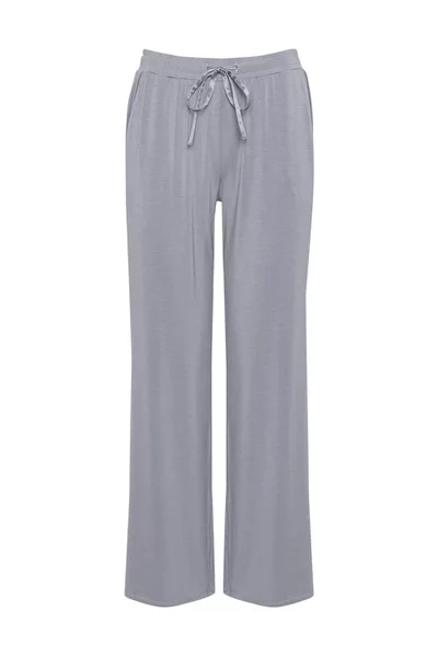 Dámské pyžamové kalhoty s bočními kapsami a zavazováním pasu - Měkká Viskóza