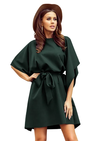 SOFIA - Tmavě zelené dámské motýlkové šaty  Numoco