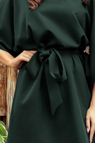 SOFIA - Tmavě zelené dámské motýlkové šaty  Numoco