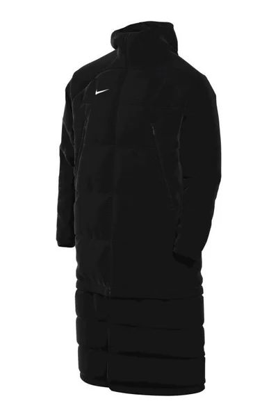 Černý pánský kabát Nike s kapucí a kapsami na zip