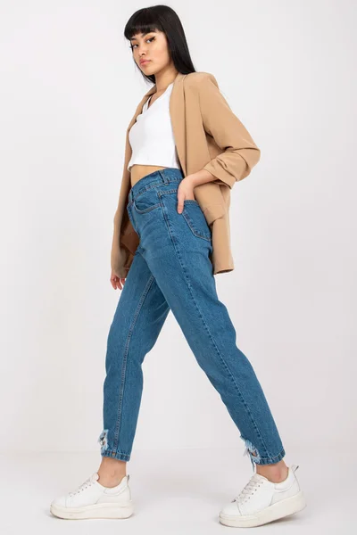 Modré dámské džíny z 100% bavlny s vysokým pasem - FPrice