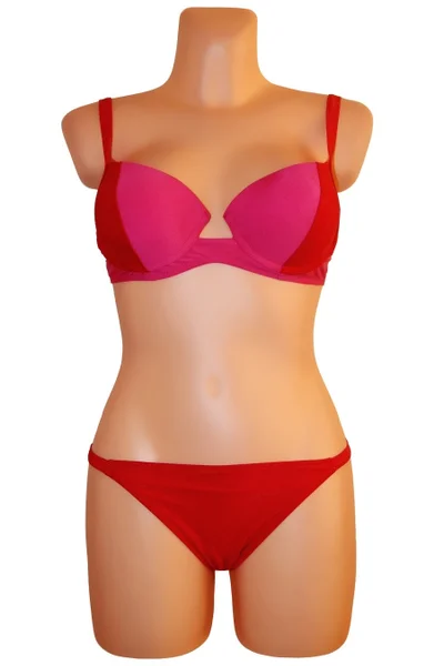 Růžovo-červené dámské dvoudílné bikiny s kosticemi OEM