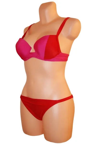 Růžovo-červené dámské dvoudílné bikiny s kosticemi OEM