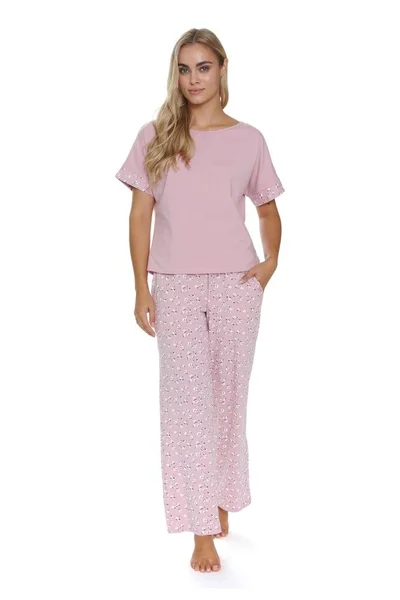 Dámské růžové pyžamo s kopretinami dn-nightwear Daisy