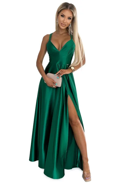 Zelené elegantní dlouhé šaty Luna od numoco