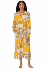 Dámský žlutý kaftan s orientálním vzorem - DKNY