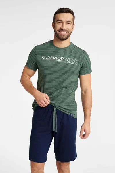 Zelené pruhované pánské pyžamo Henderson