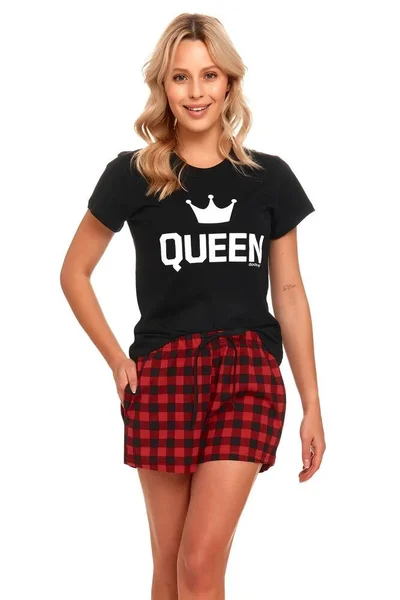 Dámské pyžamo Queen - v černé barvě - 100% bavlna
