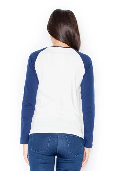 Modro-bílé dámské tričko Katrus s dlouhými rukávy