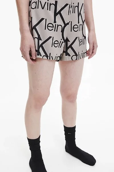 Dámské pyžamové kraťasy  5VM béžováčerná - Calvin Klein