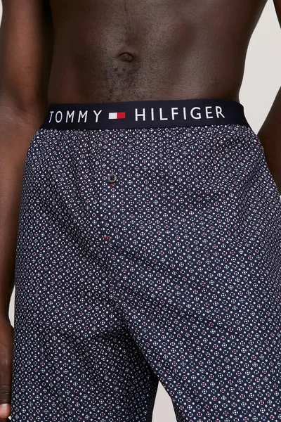 Modré pánské pyžamové kalhoty s potiskem - Tommy Hilfiger