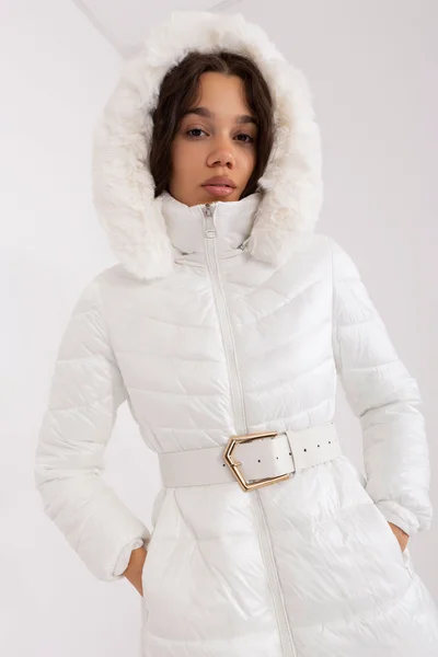 Zimní bílá péřová bunda s kožešinou - Sněhová královna