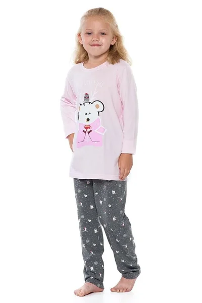 Dívčí pyžamo Winter s medvídkem v růžové barvě od Moraj