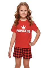 Krátké dívčí pyžamo Princess červené červená Dn-nightwear