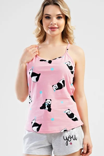 Podprsenka dámské pyžamo šortky na ramínka Panda Vienetta