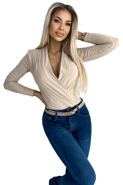 Beige Elegance - Dámské body s dlouhým rukávem NUMOCO