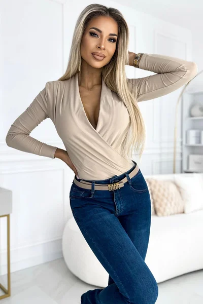 Beige Elegance - Dámské body s dlouhým rukávem NUMOCO