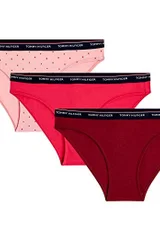 Dámská kalhotky 3pcs růžovočervená - Tommy Hilfiger růžová a červená