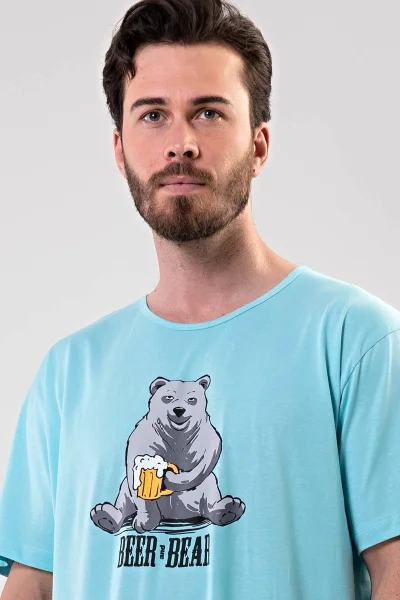 Pánská noční košile s krátkým rukávem Beer and bear Cool Comics
