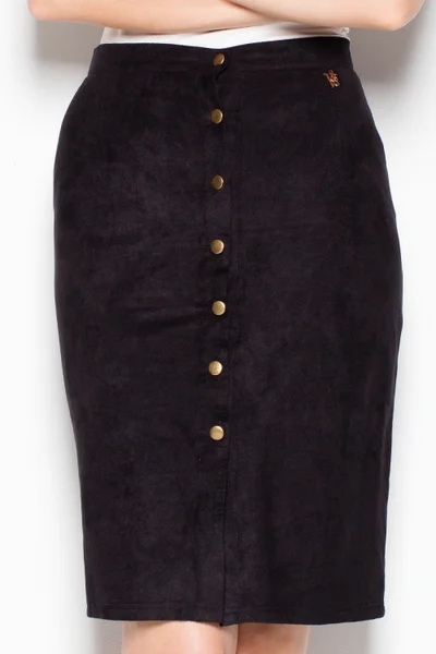 Černá semišová tužková sukně s ozdobnými knoflíky - Venaton