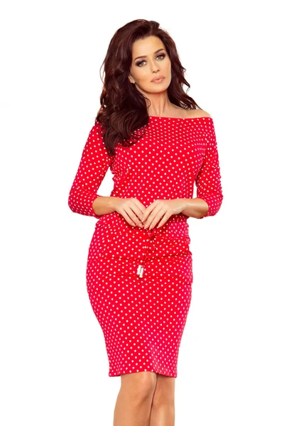 Červené šaty s puntíkovým vzorem Numoco