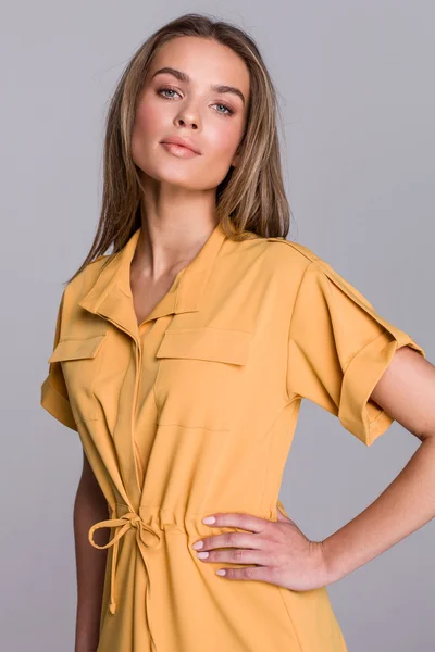 Dámské košilové šaty Yellow - Stylove