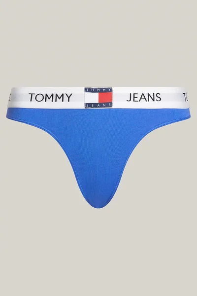 Dámská modrá tanga Tommy Hilfiger s logem v pase