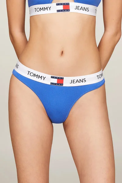 Dámská modrá tanga Tommy Hilfiger s logem v pase