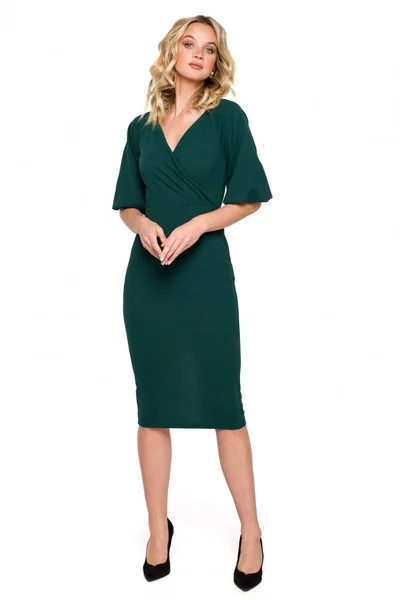 Zelené zavinovací šaty s ozdobnými rukávy - Emerald Wrap