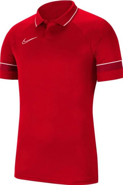 Červené pánské fotbalové polo s pruhy - Nike